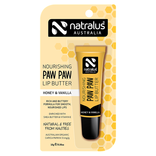 [100613O] Natralus Nourishing Paw Paw Lip Butter Honey & Vanilla 10g Carded